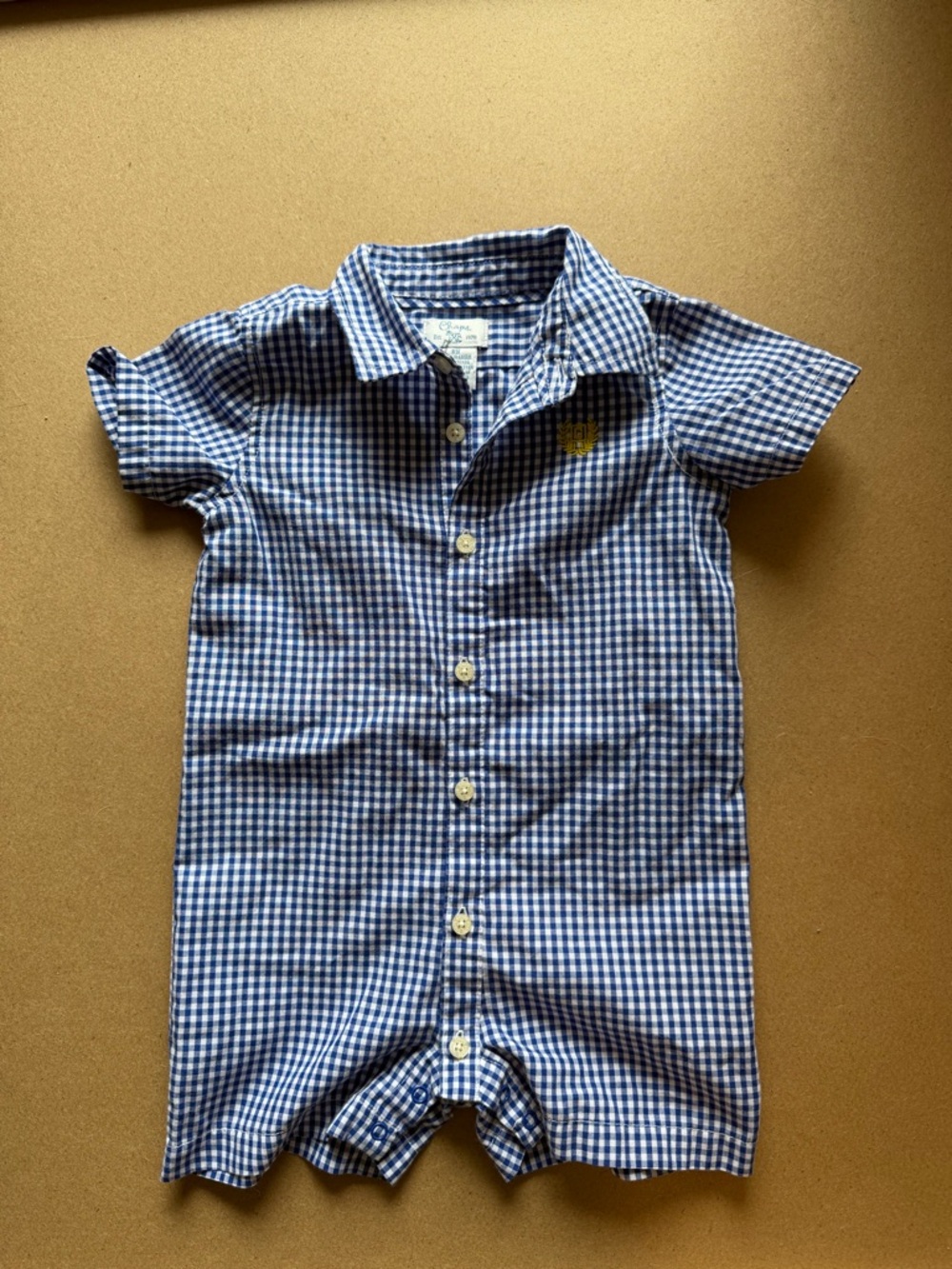 Chaps Blue and White Gingham Baby One-Piece Bodysuit